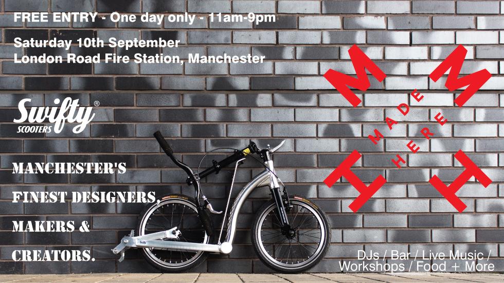 foldable adult scooter with big wheels, manchester finest designers, swifty scooters